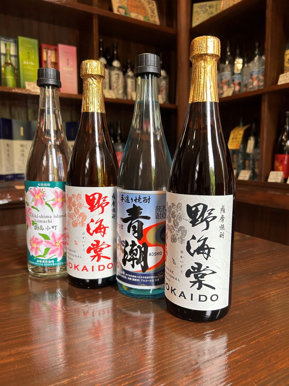 
今回、いむた池マルシェに持って行く芋焼酎たち。