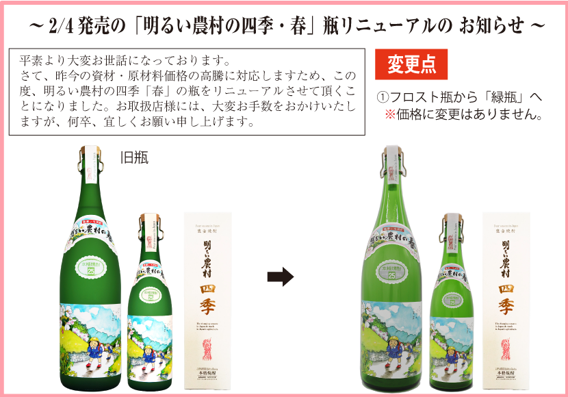 2023年2月4日発売分から、瓶をリニューアルします。